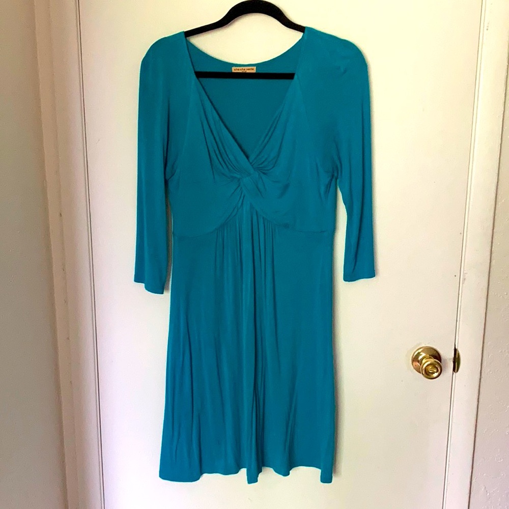 Turquoise dress, L, 3/4 sleeve